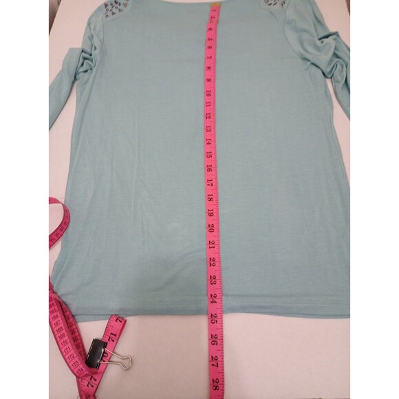 Michael Kors Women Medium Top L/S Embellished Cowl Neck Turquoise - Picture 11 of 11